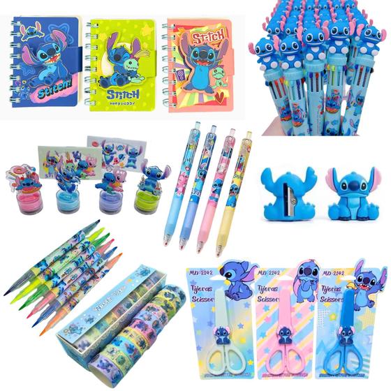 Imagem de Kit Papelaria Fofa Stitch Kawaii Presente Criativo Escolar