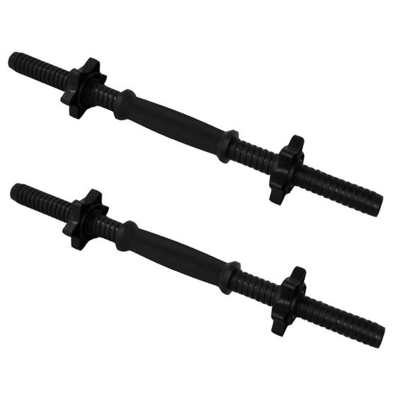 Imagem de Kit Par 2 Barra Halter Dumbbell 45Cm Com Rosca E Presilha