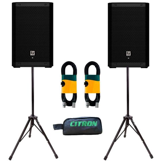 Imagem de kit Par Caixa de Som de Electro Voice Ativa ZLX-8P-G2 1000w 8 Polegadas + Cabo e Suporte