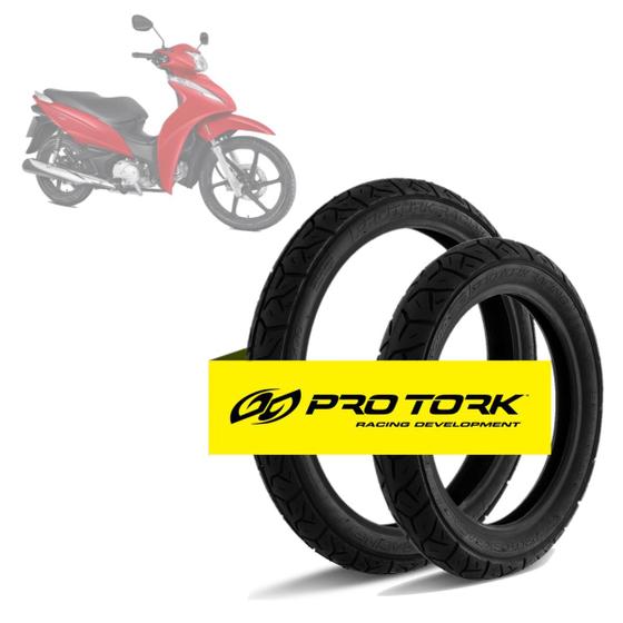 Imagem de Kit Par De Pneus Moto Diant/ Tras Honda Biz 100 125 Pro Tork