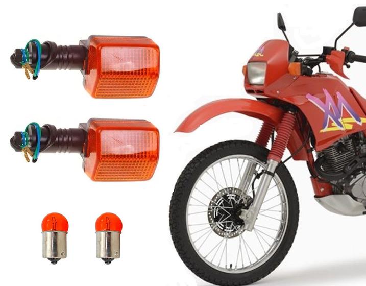 Imagem de Kit Par Pisca Completo Com Lâmpada Cbx 200 Strada Xlx 350 Nx 150 200 Laranja