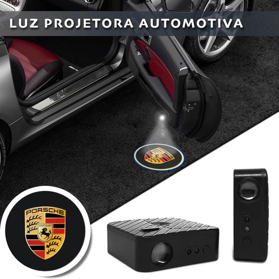Imagem de Kit Par Projetores Logo Porsche Porta Carro Luz Cortesia Marcas Emblema Escudo Símbolo Logtipo