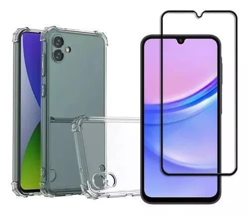 Imagem de Kit para A06  Capa Anti Impactos Transparente + Película de Vidro 3D Para Samsung Galaxy A06