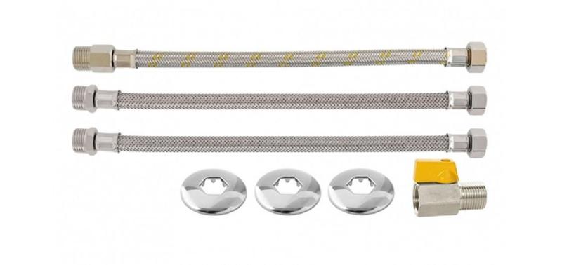 Imagem de Kit para aquecedor passagem agua gas com valula flexivel 40cm blukit