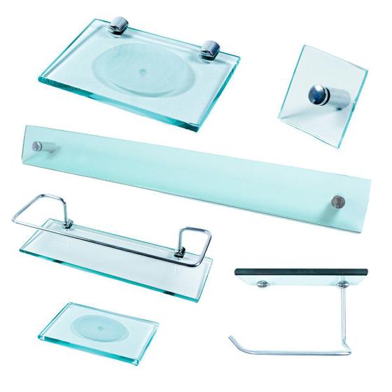 Imagem de Kit Para Banheiro em Vidro 06 peças Reto Incolor Espal Personalizados