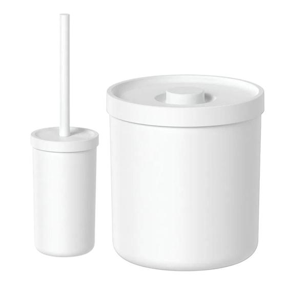 Imagem de Kit Para Banheiro Lixeira Cesto De Lixo 6L e Escova Sanitária Vassoura Limpar Vaso Privada Ou Bold