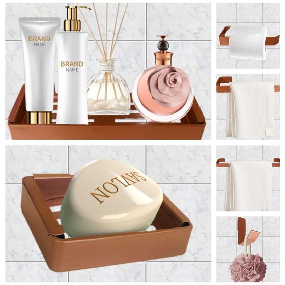 Kit Para Banheiro Luxo Quasar Rose 6 Peças Menor preço em Kit Para Banheiro Luxo Quasar Rose 6 Peças