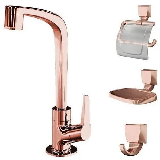Kit Para Banheiro Rose Gold Torneira E Acessórios Lorenzetti Menor preço em Kit Para Banheiro Rose Gold Torneira E Acessórios Lorenzetti