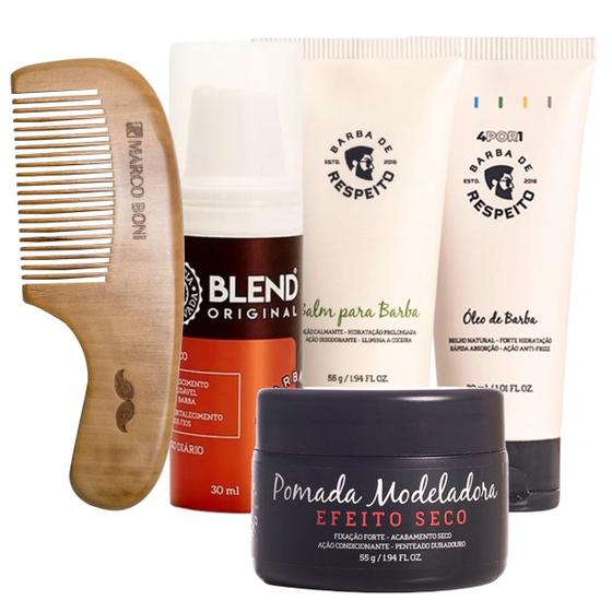 Imagem de Kit Para Barba 4POR1, Blend - Barba de Respeito e Pente