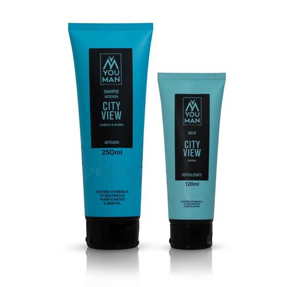 Imagem de Kit para barba da linha City View  2 ítens  shampoo anticaspa e balm purificante