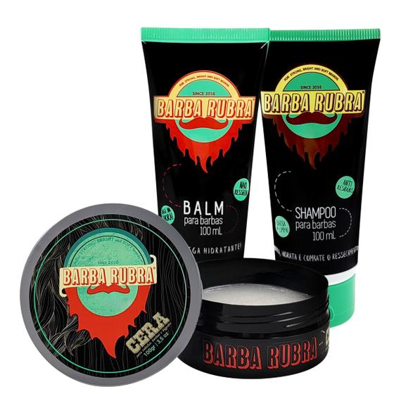 Imagem de Kit Para Barba Rubra Com Shampoo, Balm e Cera Modeladora