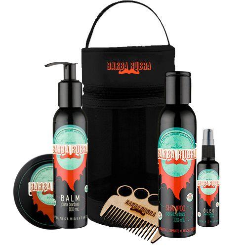 Kit Para Barba Rubra Necessaire, Shampoo 100 ml, Balm 100 ml, Óleo 60 ml, Pomada 100 g e Pente Menor preço em Kit Para Barba Rubra Necessaire, Shampoo 100 ml, Balm 100 ml, Óleo 60 ml, Pomada 100 g e Pente