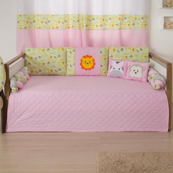 Imagem de Kit Para Bicama Quarto Bebê Savana menina 8 Peça rosa