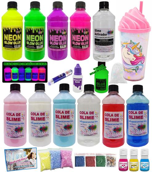 Imagem de Kit Para Brincar De Fazer Slime Com Colas Clear E Colas Neon Lançamento