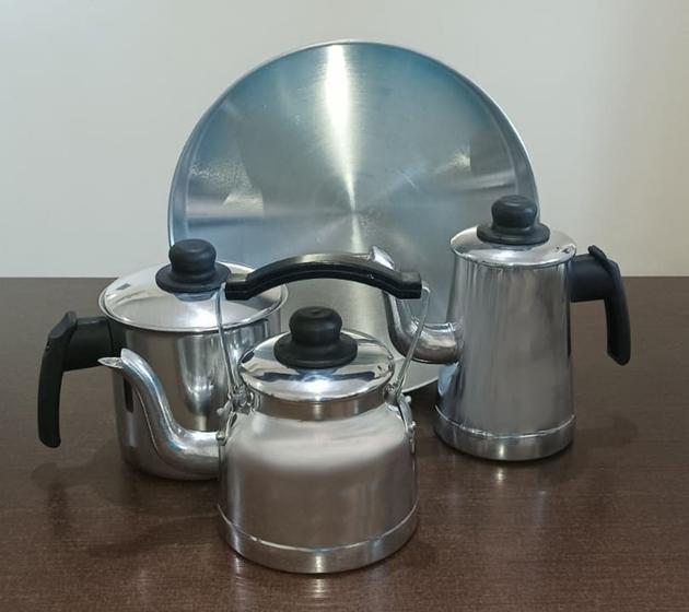 Kit para Café 4 peças em alumini polido - Alumínios Cambé Imagem de Kit para Café 4 peças em alumini polido