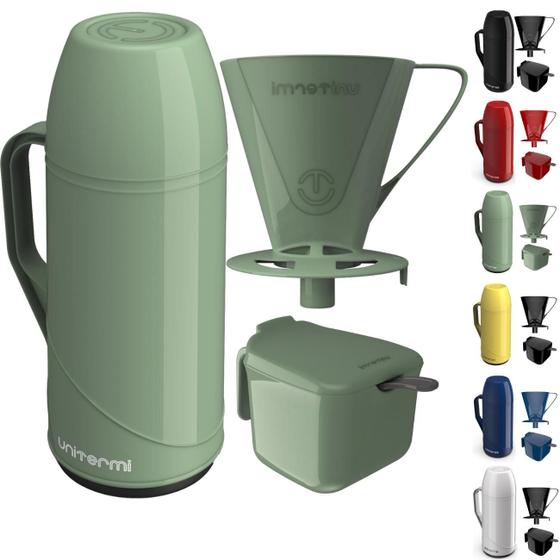 Imagem de Kit Para Café Garrafa Térmica Roma 1 Litro Com Suporte para Filtro de Café 102/103 Açucareiro 350 ML