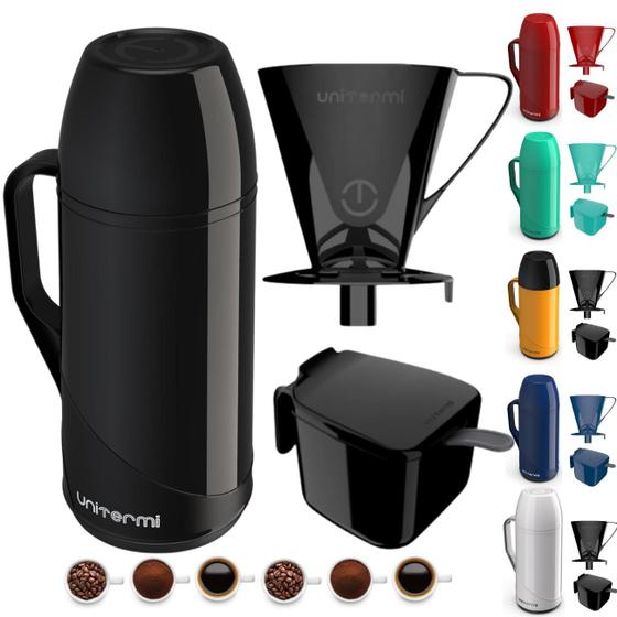Kit Para Café Garrafa Térmica Roma 1 Litro Com Suporte para Filtro de Café 102/103 Açucareiro 350 ML Menor preço em Kit Para Café Garrafa Térmica Roma 1 Litro Com Suporte para Filtro de Café 102/103 Açucareiro 350 ML