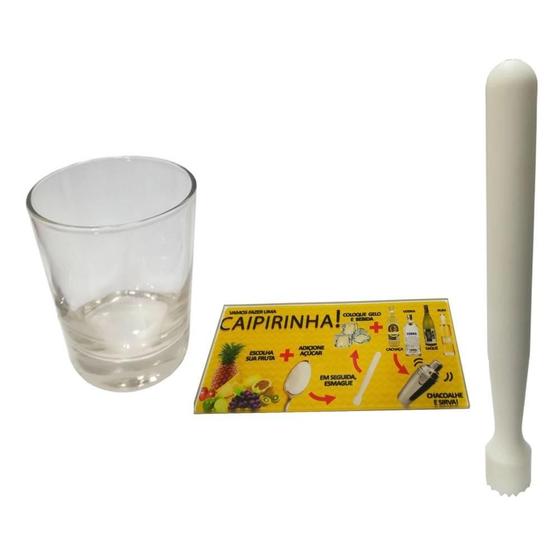 Imagem de Kit Para Caipirinha Com Copo + Macerador + Tabua
