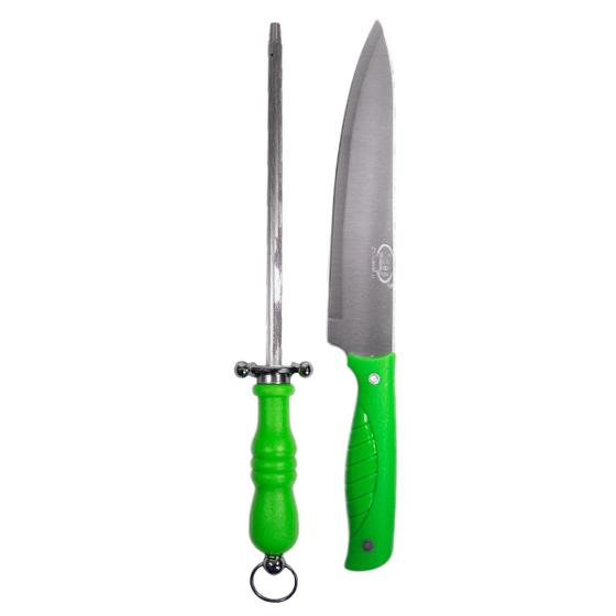 Imagem de Kit Para Churrasco Faca 8" Com Chaira Verde