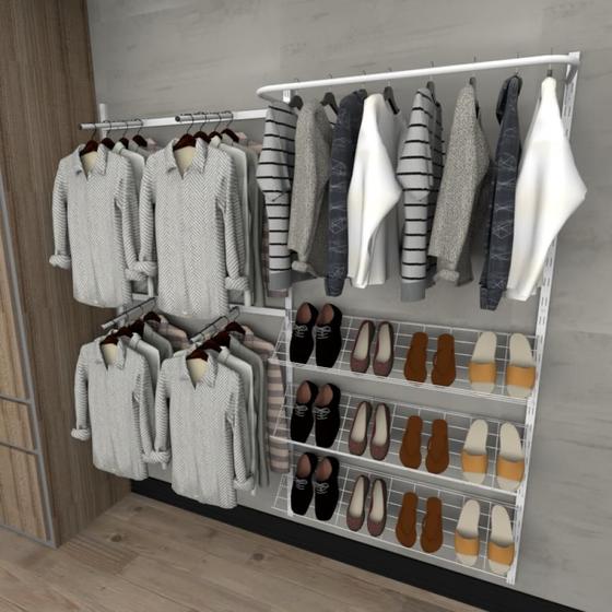Kit para Closet com 13 peças regulável 200x200 cm cor branco modelo ...