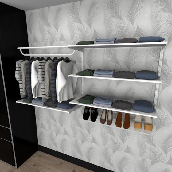 Imagem de Kit para Closet com 3 peças regulável 200x100 cm cor branco modelo clst1b226