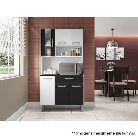 Imagem de Kit para Cozinha Ambiente Carol Branco Preto  Poliman