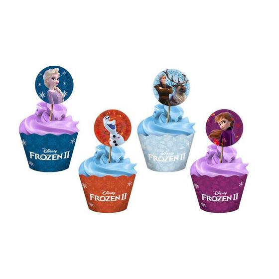 Imagem de Kit para Cupcake Sortido Festa Frozen 2 - 12 unidades - Regina - Rizzo Festas
