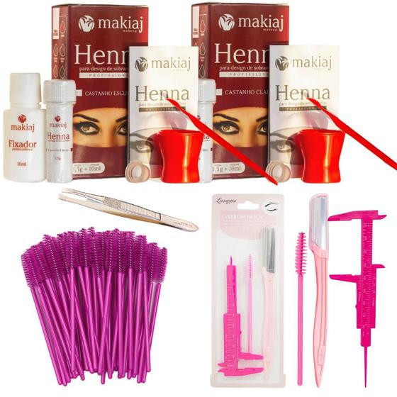 Imagem de Kit para Design de Sobrancelhas Completo Henna Material Iniciante