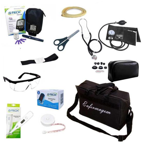 Imagem de Kit Para Enfermagem Preto Com Acessórios De Bolso Premium