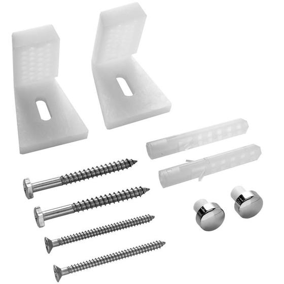 Kit para Fixação de Vaso Sanitário com Suporte Lateral Cromado E Branco Menor preço em Kit para Fixação de Vaso Sanitário com Suporte Lateral Cromado E Branco