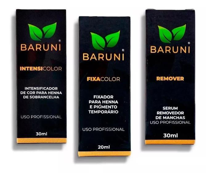 Imagem de Kit para Henna com Fixador / Removedor / Intensificador - Baruni