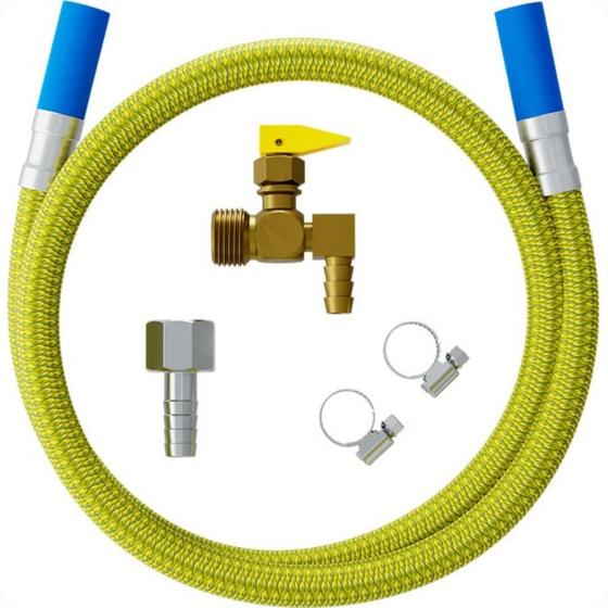 Imagem de Kit Para Instalação De Gas Cooktop Flexivel Com Ponta Azul E Registro De Bloqueio Blukit 1,20M 180309