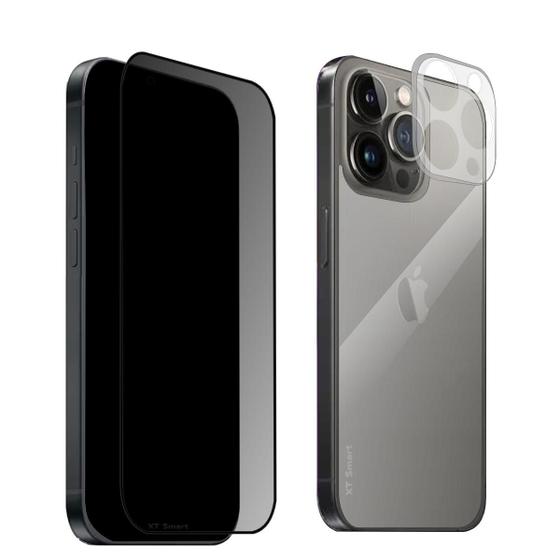 Imagem de Kit Para IPhone 13 Pro Max  Película Privacidade 9D Fosca + Película Traseira 9D + Película da Câmera 3D