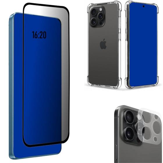 Imagem de Kit Para IPhone 15 Pro Max  Película Privacidade Fosca + Película da Câmera + Capa Capinha Case