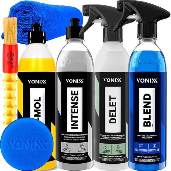 Imagem de Kit Para Lavar e Encerar o Carro Shampoo V-mol Revitalizador Intense Limpador Delet Blend Spray Cera Automotiva Vonixx