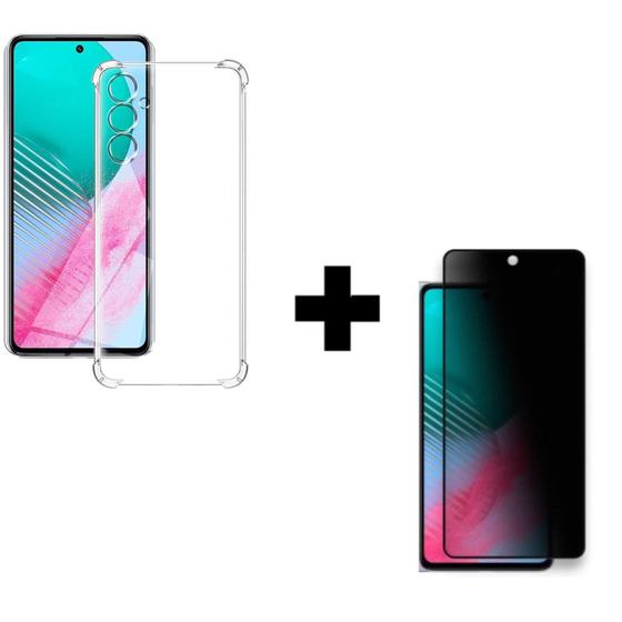 Imagem de Kit para M54 - Película Fosca Privacidade + Capa Anti Impacto Para Samsung Galaxy M54 Transparente