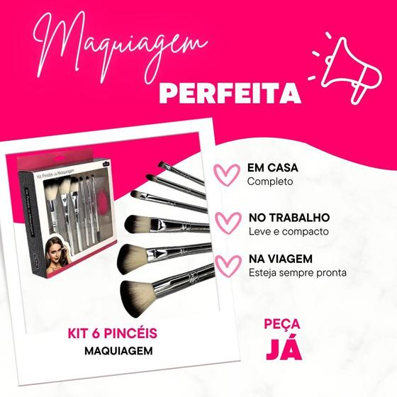 Imagem de Kit Para Maqiagem Para 6 Pinceis Blush Base Sombra Contorno