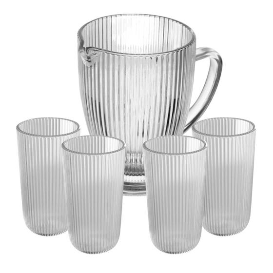 Imagem de Kit Para Mesa Posta Com 4 Copos Alto 450ml E Jarra Resistente 1,3 Litros