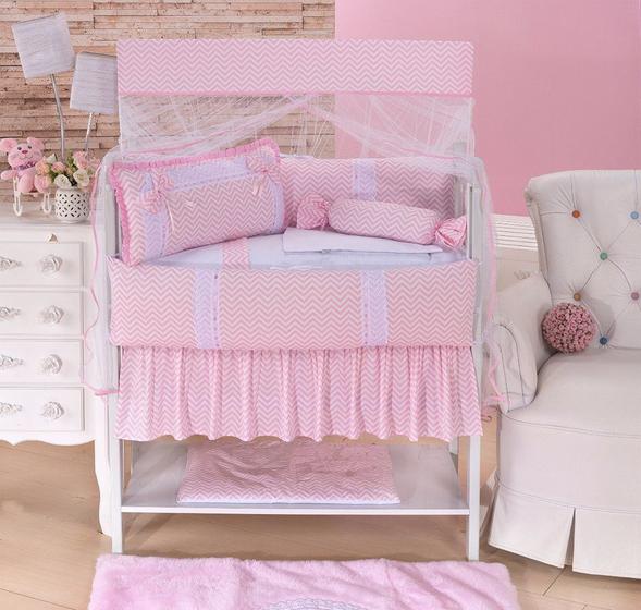 Imagem de kit para mini berço caminha 10 Pçs - Charmusse Rosa