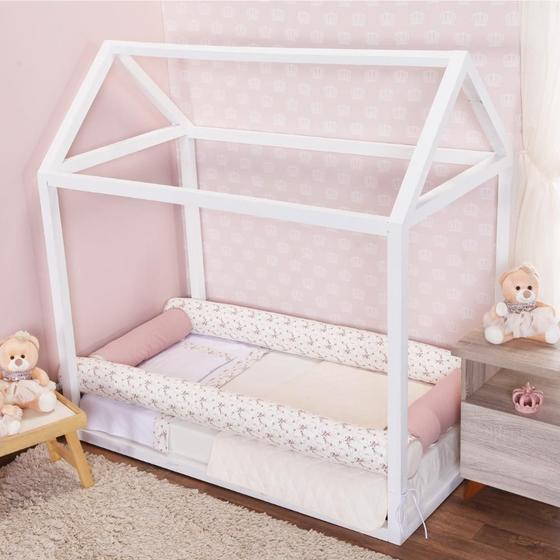 Imagem de Kit Para Mini Cama Montessoriana 4 Rolos Floral Rosê