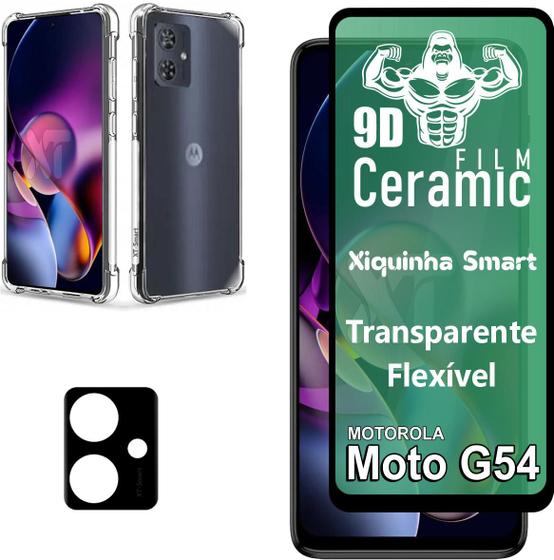 Imagem de Kit Para Moto G54  Película Cerâmica 9D + Película da Câmera 3D + Capa Capinha Case