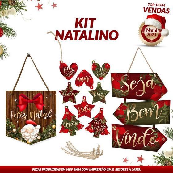 Imagem de Kit para Natal Papai Noel Decoração Placa Indicativa Casa