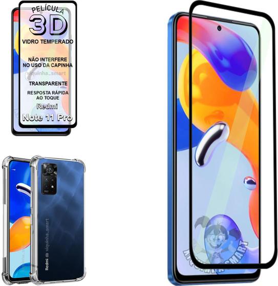 Imagem de Kit Para Note 11 Pro  02 Película 3D Vidro resistente + Capa Capinha Case