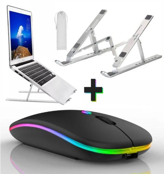 Imagem de Kit Para Notebook Com Mouse Sem Fio Mais Suporte Base Top