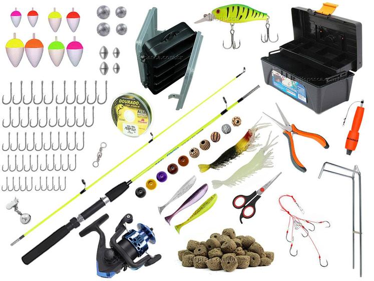 Imagem de Kit Para Pesca C/ Vara 1,35m (2 Partes) + Molinete + Caixa C/ Acessórios (Ref. 45)