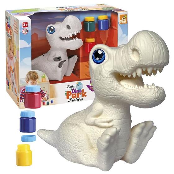 Imagem de Kit Para Pintar Baby T-Rex Com Tinta Guache E Pincel  Brinquedo Didático Infantil