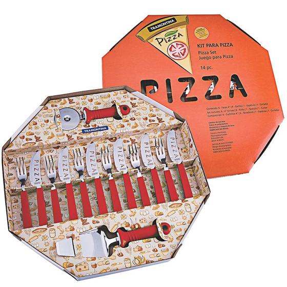 Imagem de Kit Para Pizza 14 Peças Pizza Vermelho - Tramontina