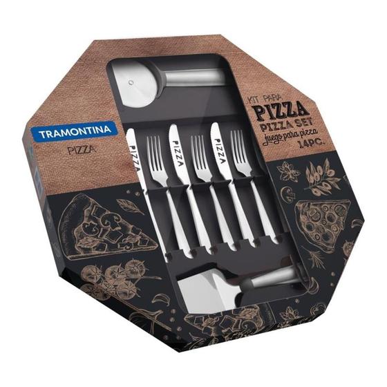 Imagem de Kit para pizza em aço inox 14 peças - Tramontina