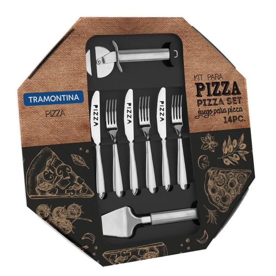 Imagem de Kit para Pizza Tramontina 14 Peças Laguna Aço Inox