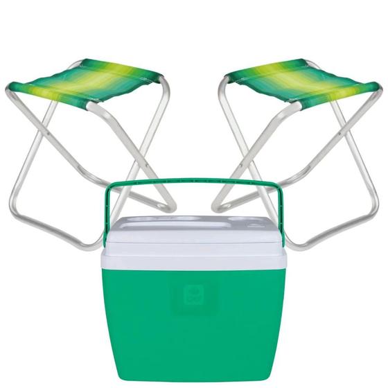 Imagem de Kit para Praia Ou Camping com Cooler Caixa Termica 36l + Duas Banquetas